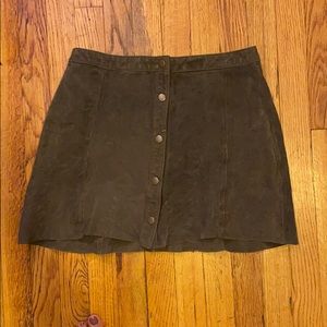 Army Green “Leather” Skirt
